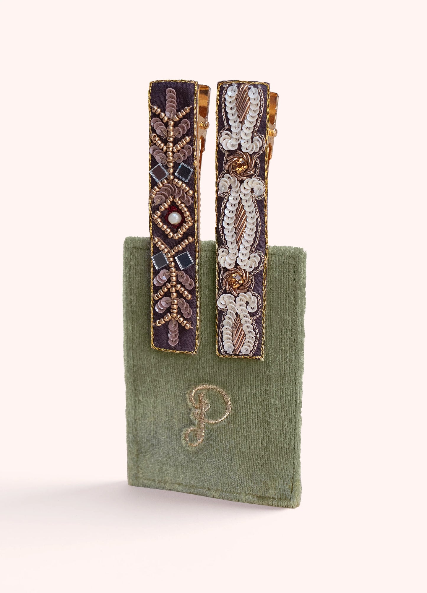POWDER Beaded Hair Clips (Straight) - Tree and Swirls