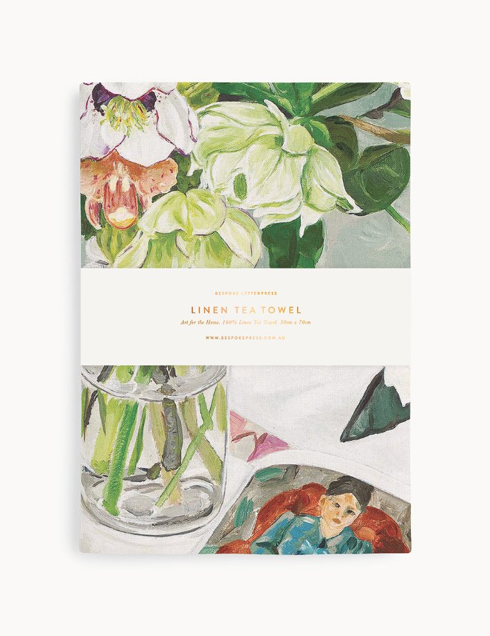 Bespoke Linen Tea Towel - August Blooms
