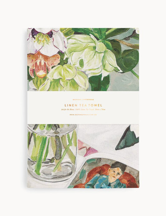 Bespoke Linen Tea Towel - August Blooms
