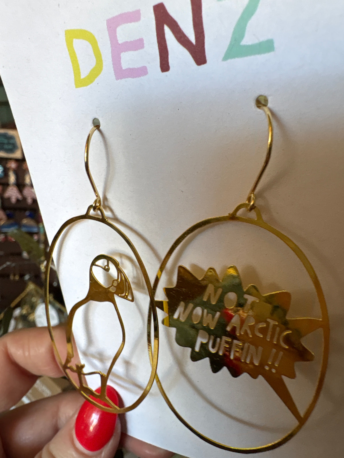 Denz earrings - Not Now Arctic Puffin (gold)