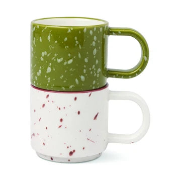 The Simon Ceramic Espresso Cups - Cream and Olive