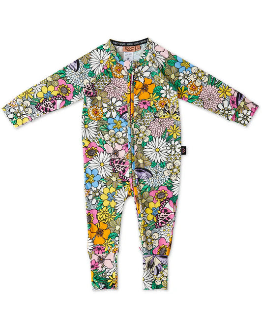 Kip and Co Organic Long Sleeve Zip Romper - Bliss floral