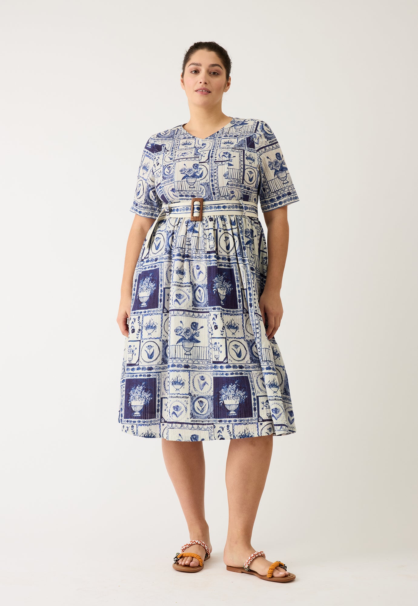 Nancybird Mona Short Sleeve Dress - Lyon Tile