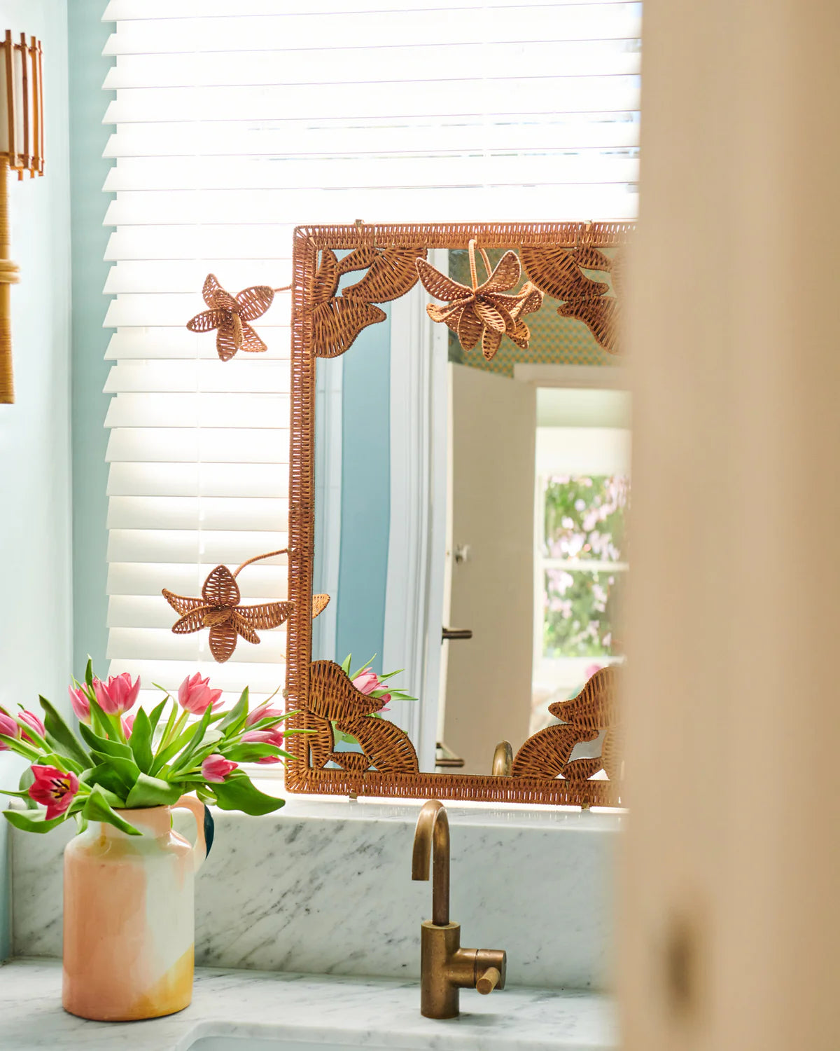 Kip and Co Rattan Flower Mirror