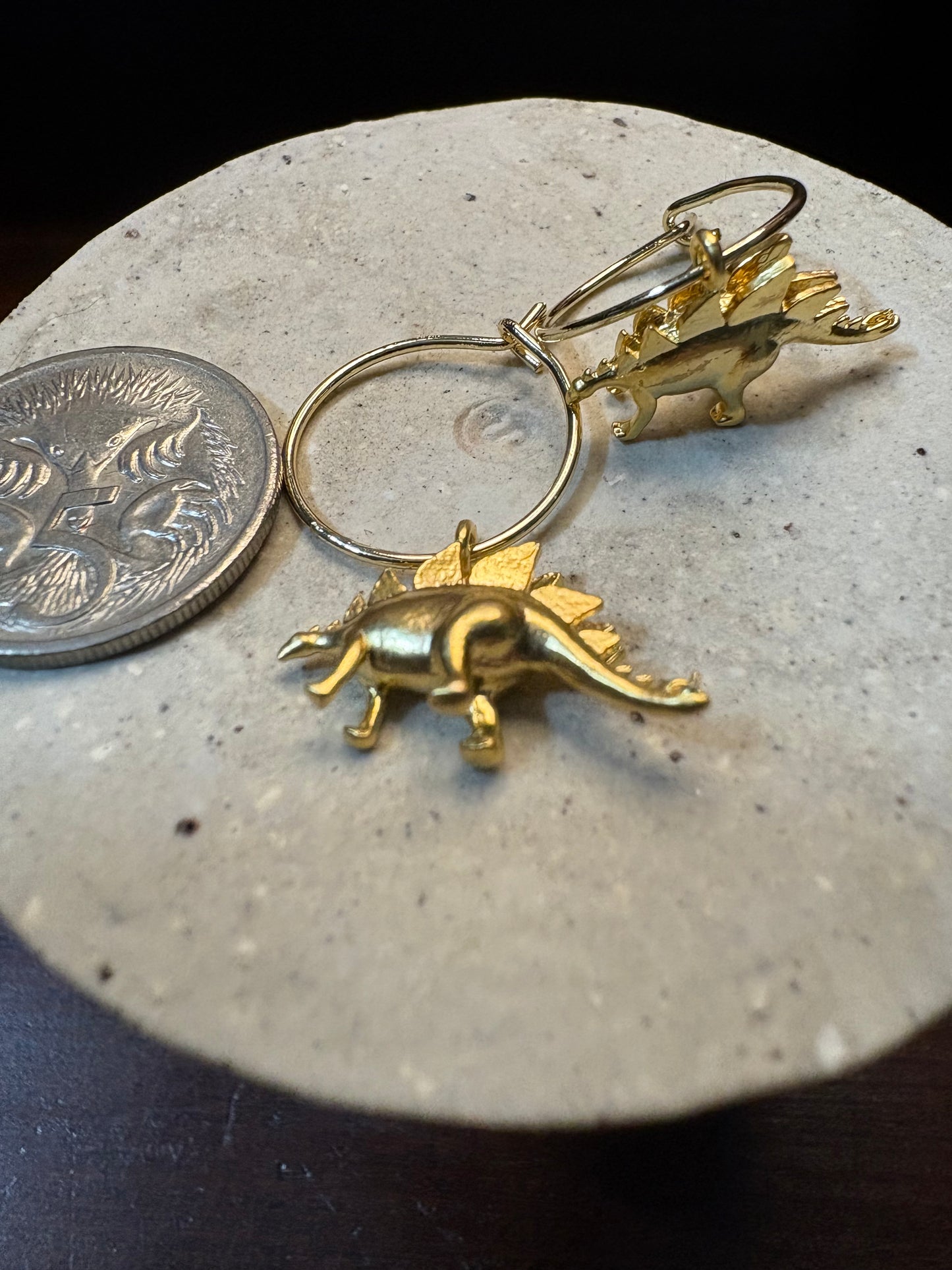 Stegosaurus Sleeper Earrings (gold)