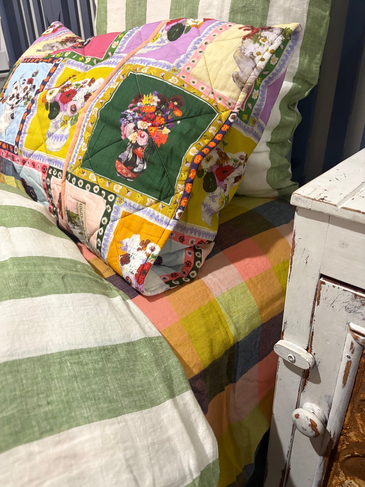 Kip and Co Flat Sheet Moss Stripe