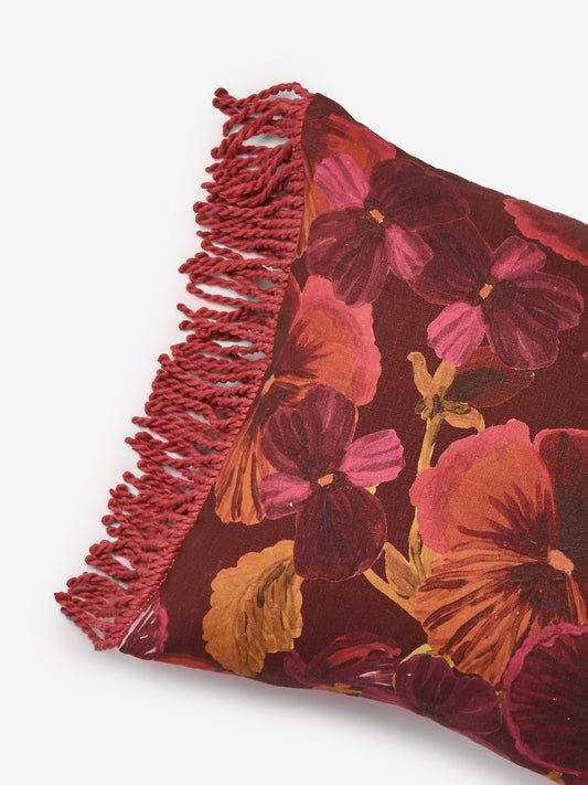 Bonnie and Neil Cushion - Wild Pansy Dark Cerise 50cm