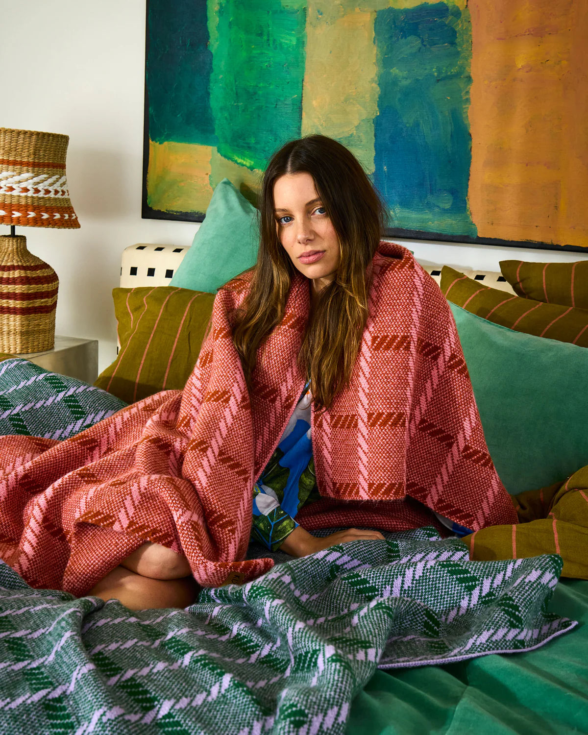 Kip and Co Creme Brulee Check Blanket