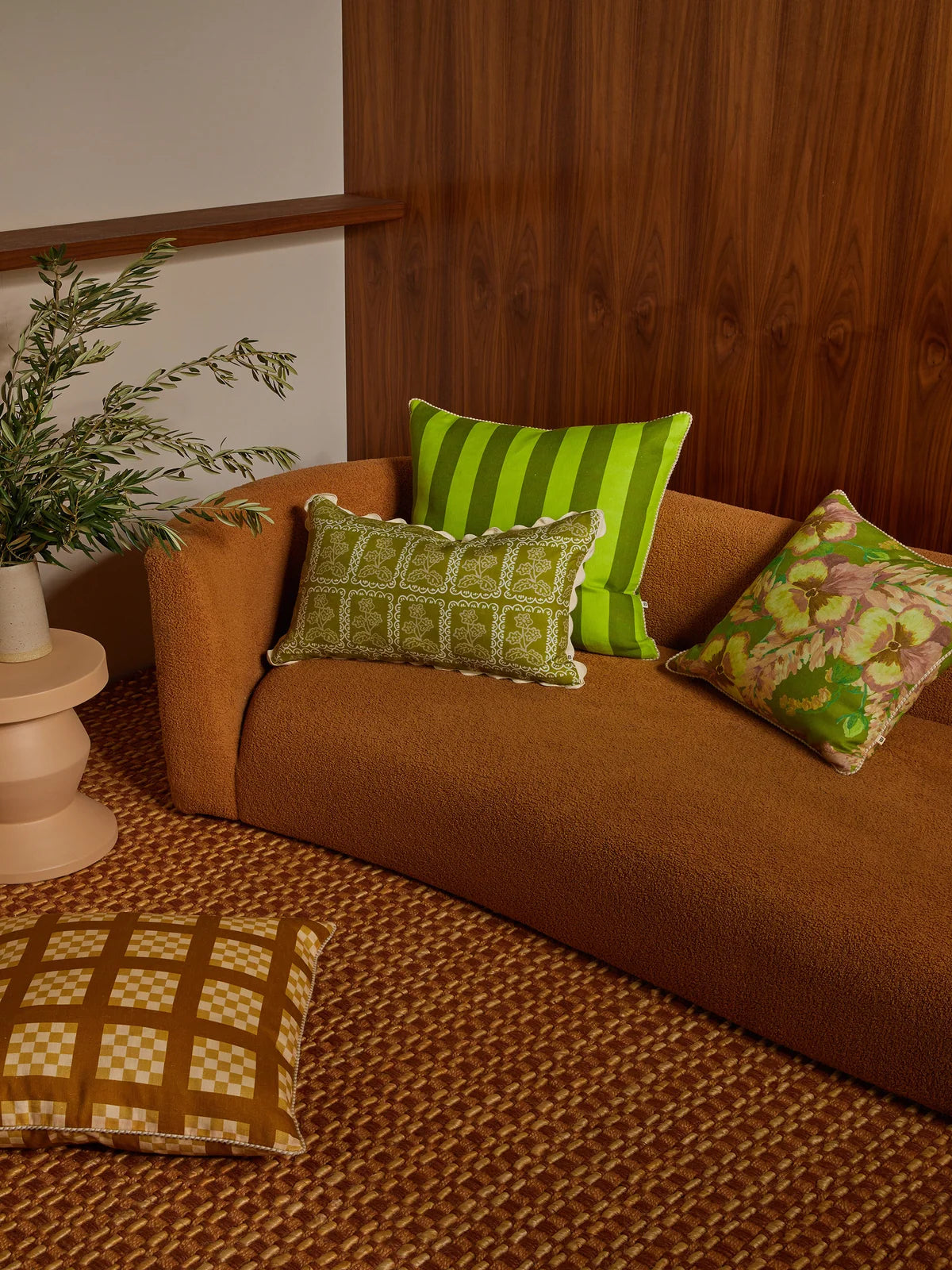 Bonnie and Neil Cushion - Martine Olive 60x40cm
