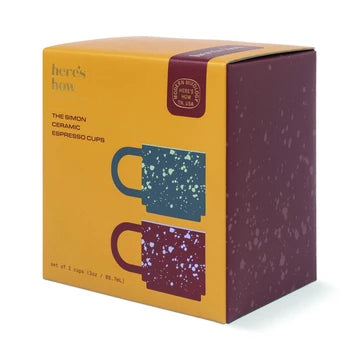 The Simon Ceramic Espresso Cups - Burgundy and Navy
