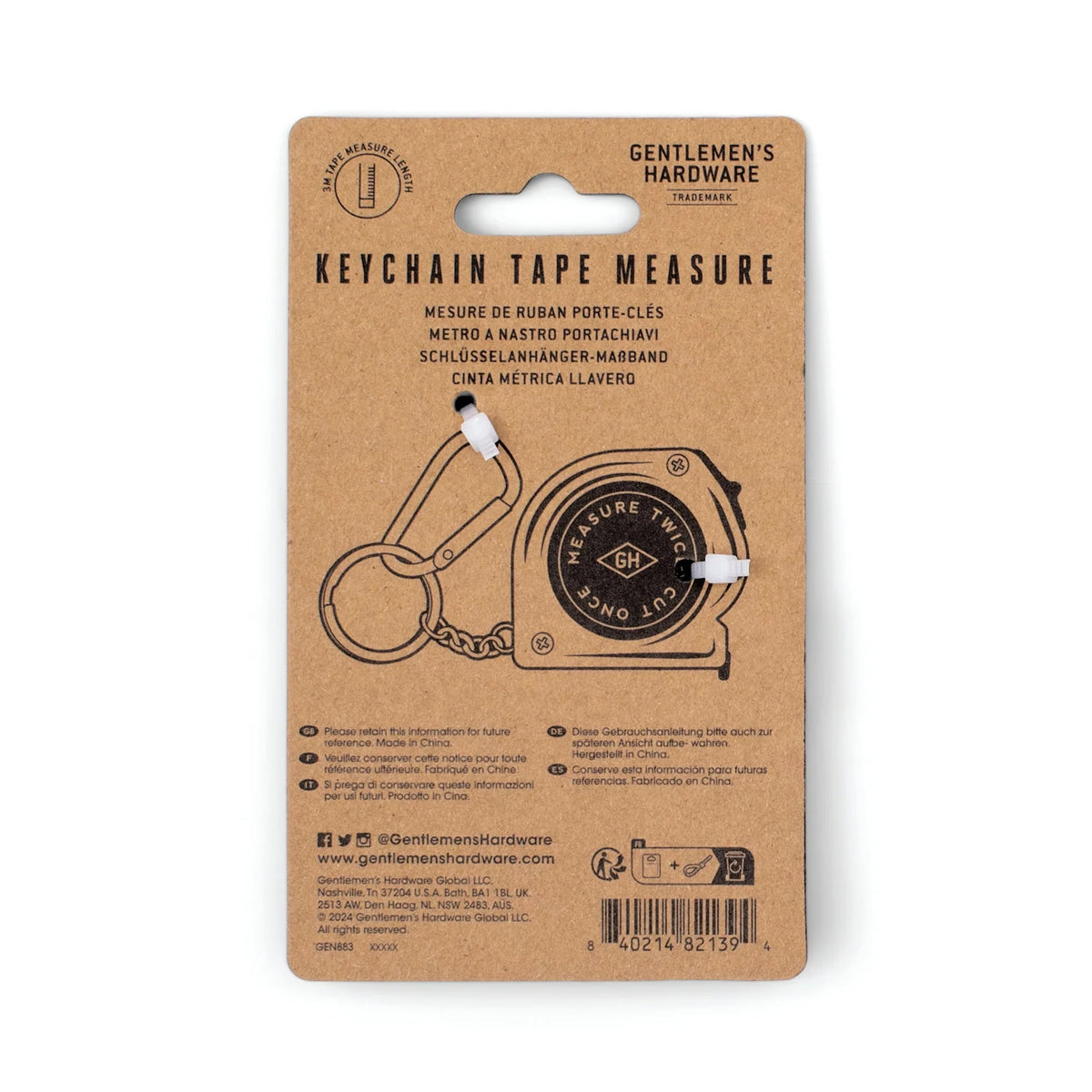 Gentlemen’s Hardware Keychain Tape Measure