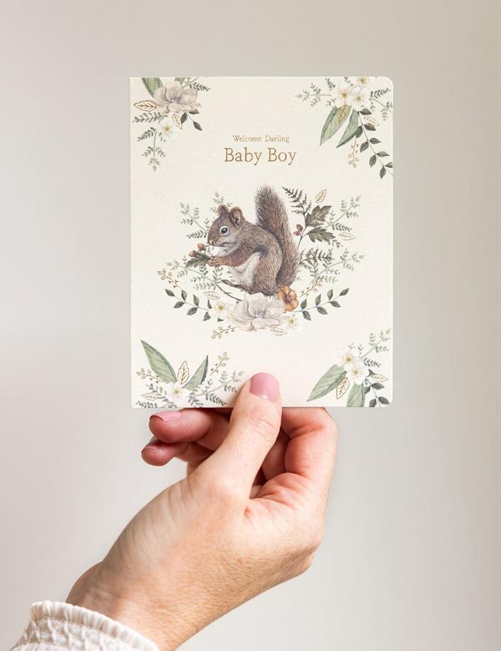 Bespoke Letterpress - Welcome Darling Baby Boy Card