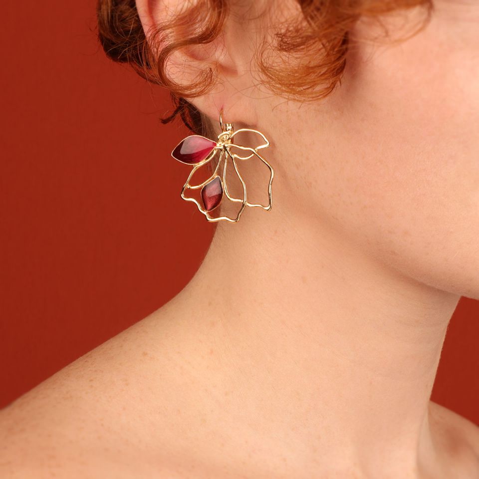 Taratata Jewellery - Pink Hibiscus Lever Back Earrings