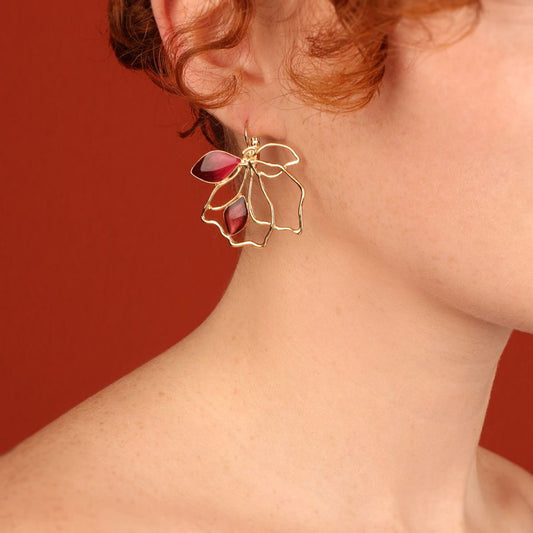 Taratata Jewellery - Pink Hibiscus Lever Back Earrings