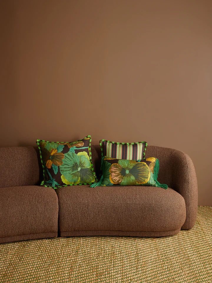 Bonnie and Neil Cushion - Wild Pansy Verde 60cm