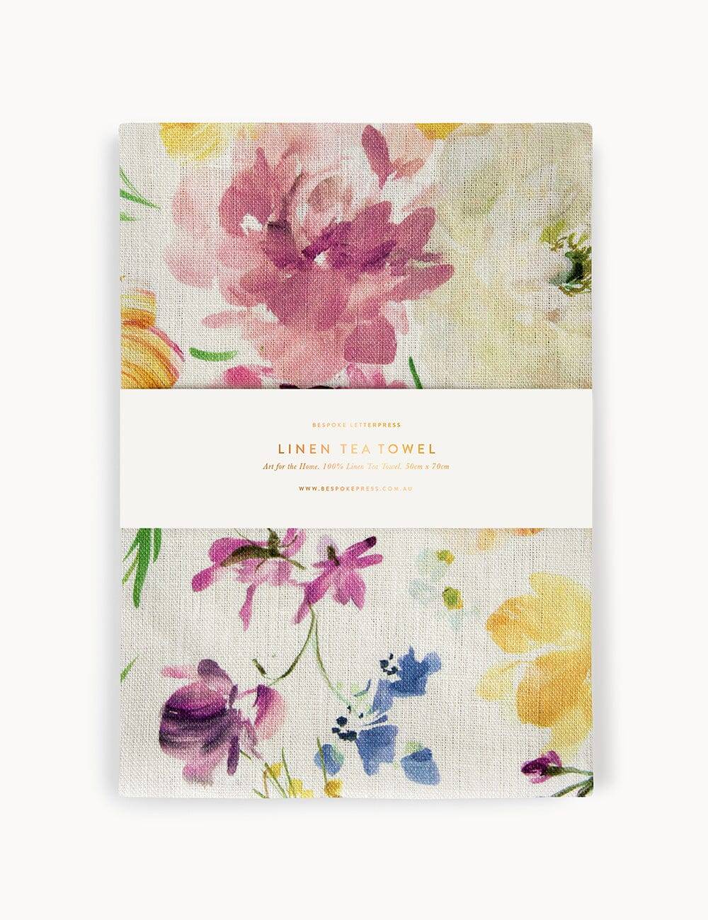 Bespoke Linen Tea Towel - Ranunculus