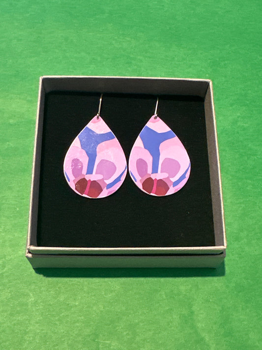 Geraldton Wax Flowers Blue Droplet Shepards Hook Earrings
