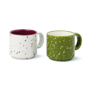 The Simon Ceramic Espresso Cups - Cream and Olive