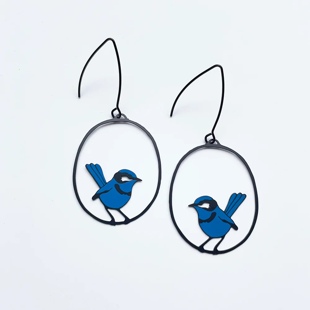 Denz earrings - Blue Fairy Wren