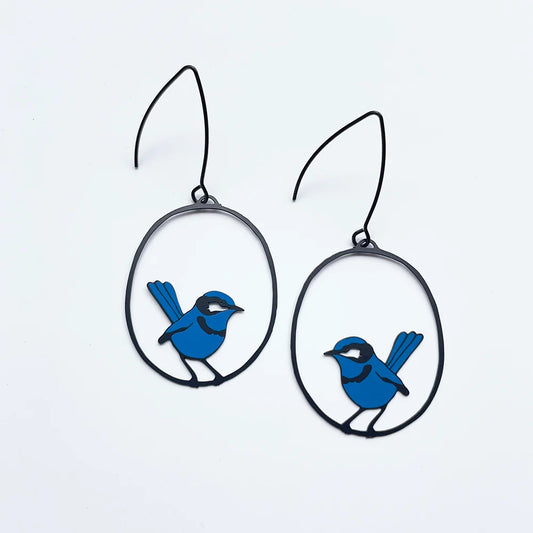 Denz earrings - Blue Fairy Wren
