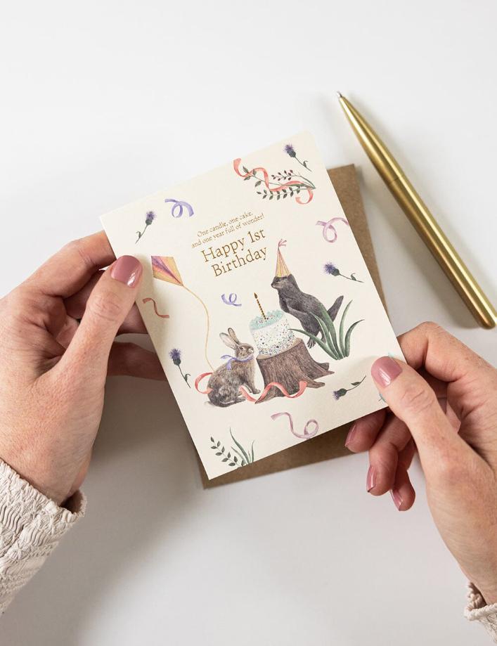 Bespoke Letterpress - Happy 1st Birthday Card