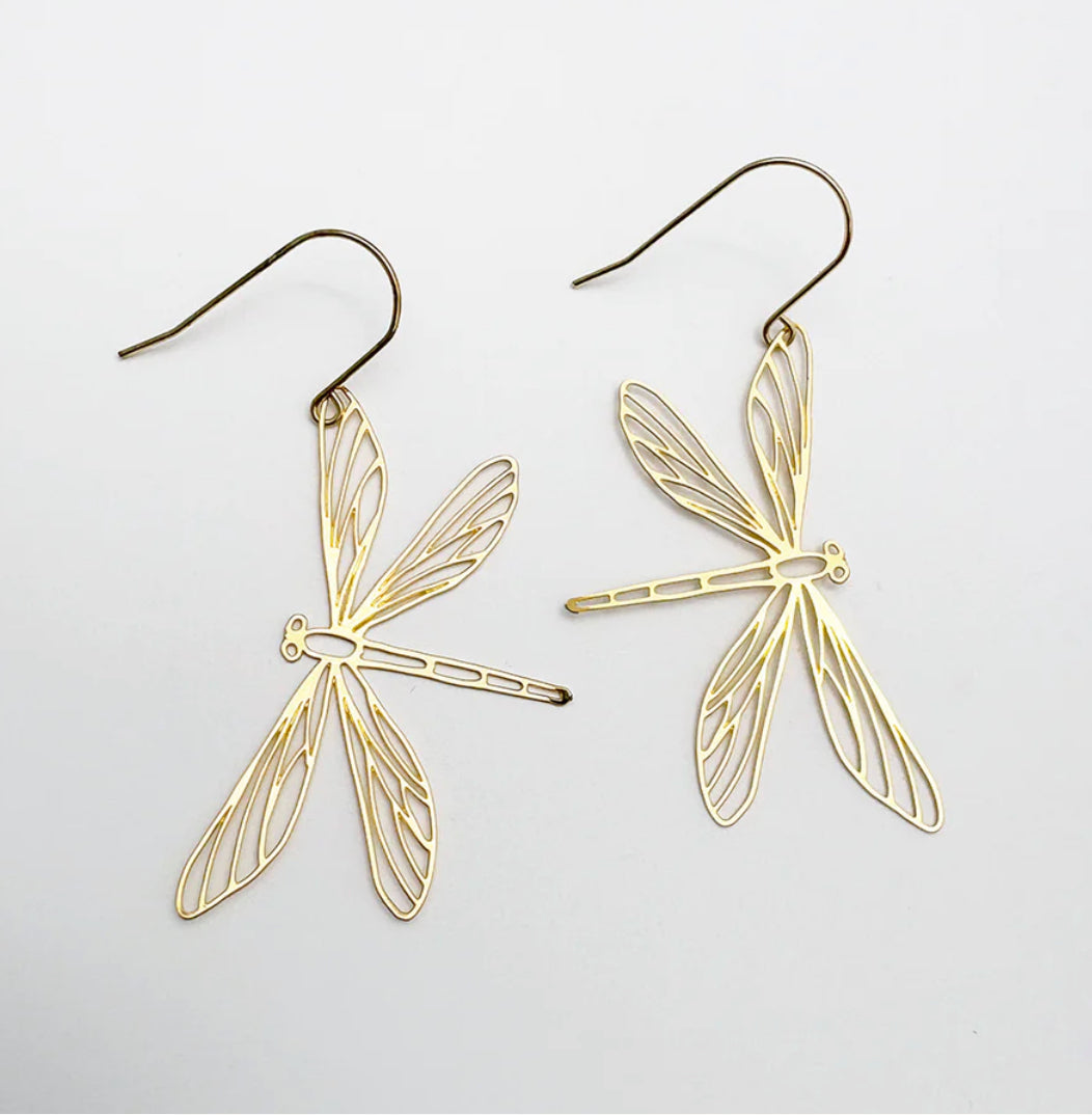 Denz earrings -Dragonfly Earrings - Gold