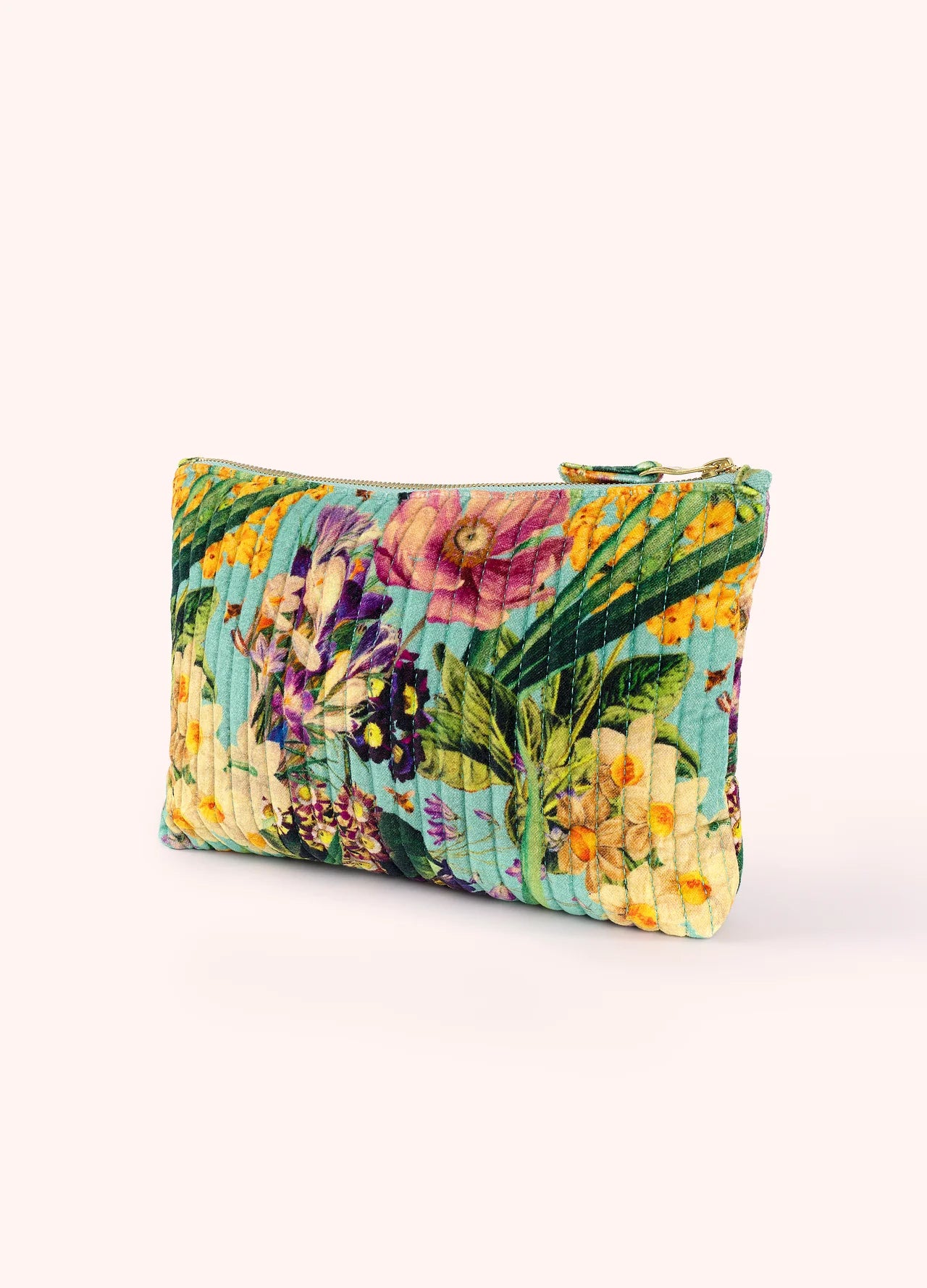 POWDER Quilted Cotton Velvet Pouch Spring Flora
