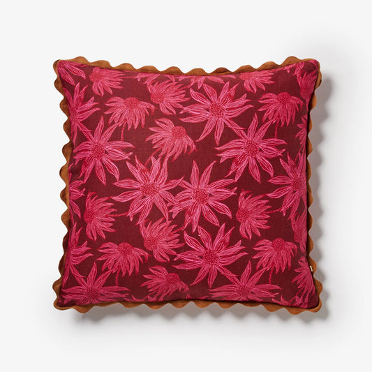 Bonnie and Neil Flannel Flower Cerise Cushion - 60cm
