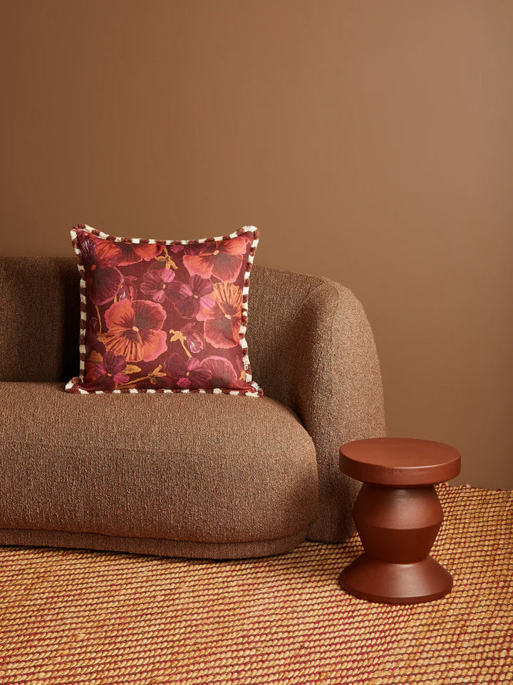 Bonnie and Neil Cushion - Wild Pansy Dark Cerise 60cm