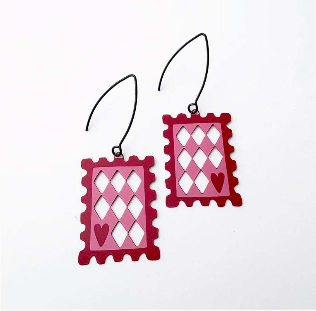 Denz earrings - Midi Stamp Earrings - Diamonds