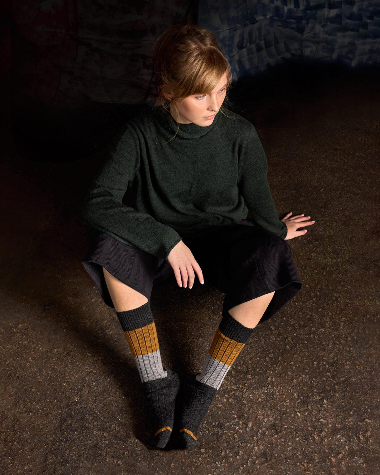 Tightology Chunky Rib Stripe Merino Wool Socks