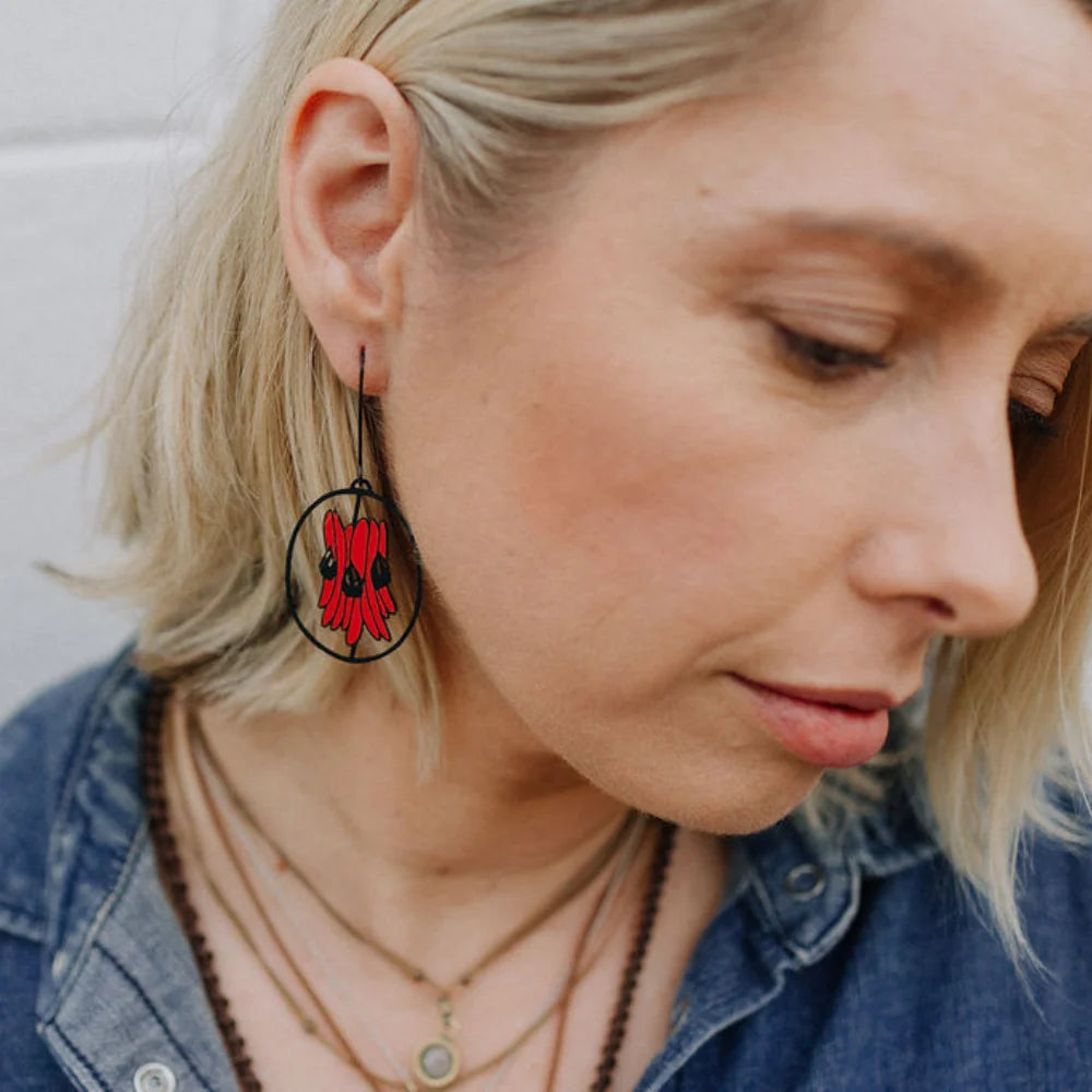 Denz earrings - Sturt Desert Pea