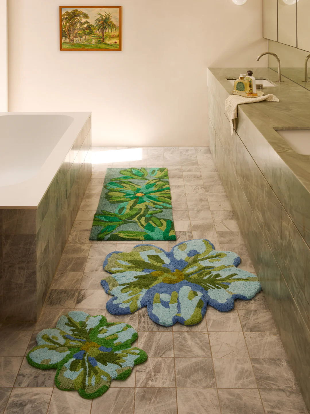 Tulip Blue Green Bath Mat
