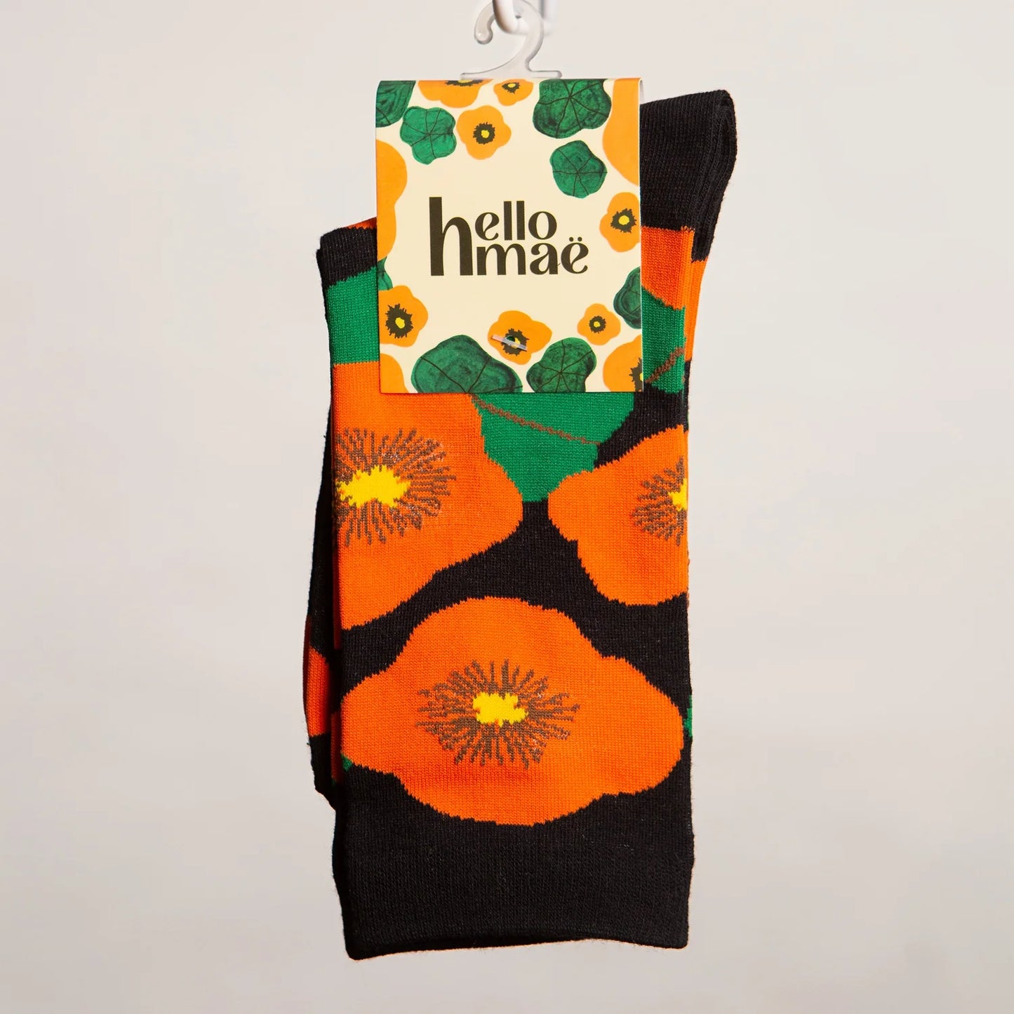 Hello Maë Nasturtium Socks - Black