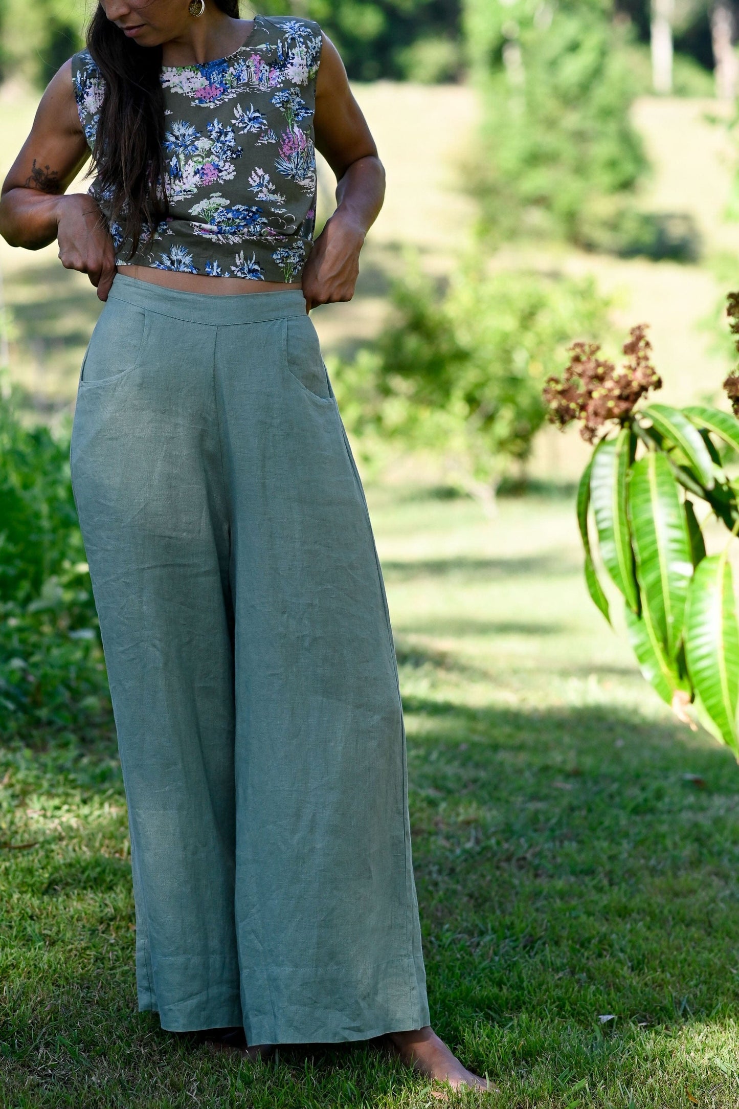 Lazybones Ollie Pant - Mineral Green Linen