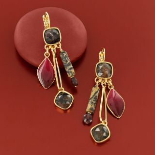 Taratata Jewellery - Beaded Rhodonite Lever Back Earrings