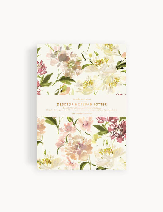 Bespoke Letterpress - Peony Notepad Desktop Jotter