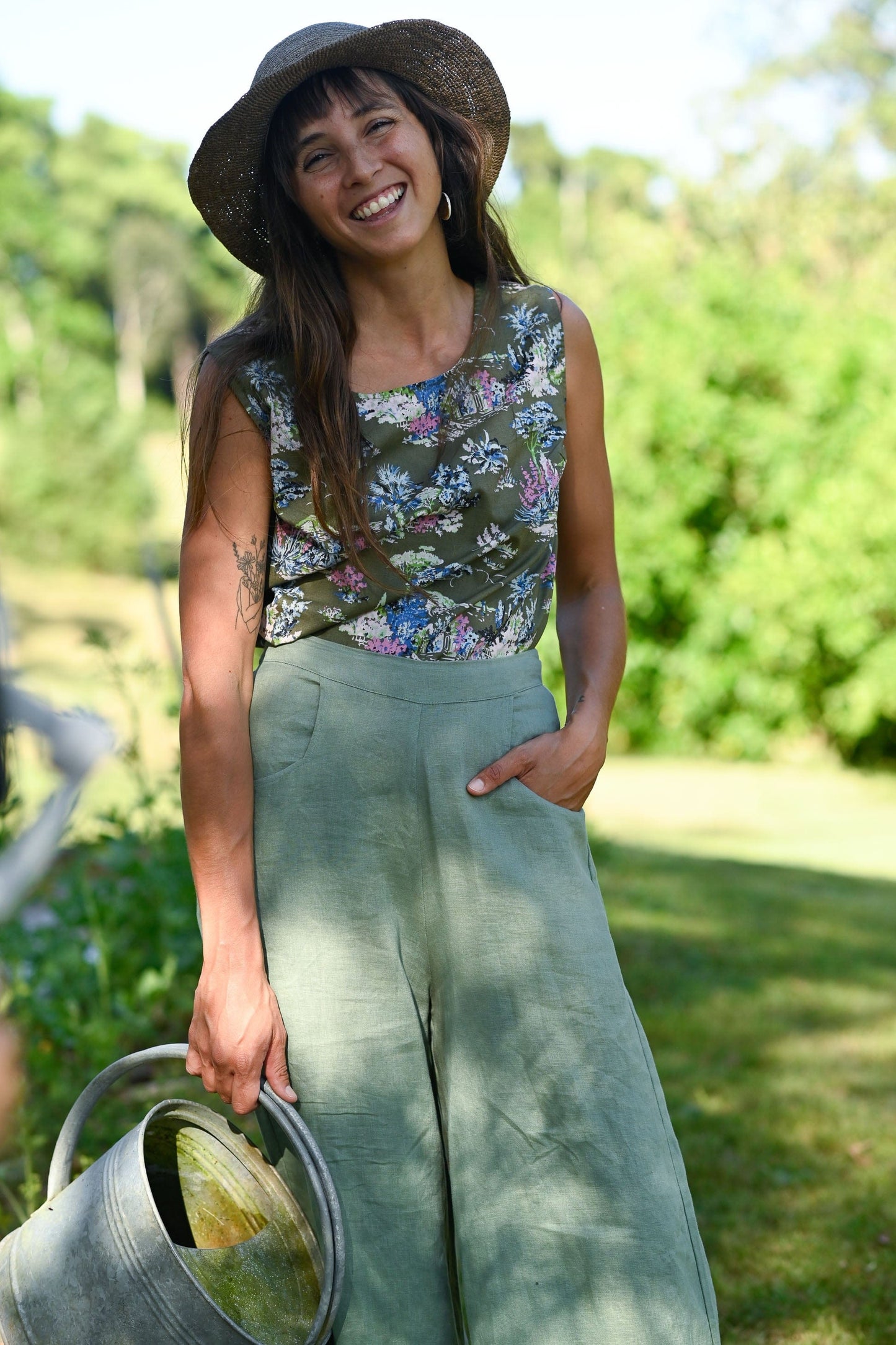 Lazybones Ollie Pant - Mineral Green Linen