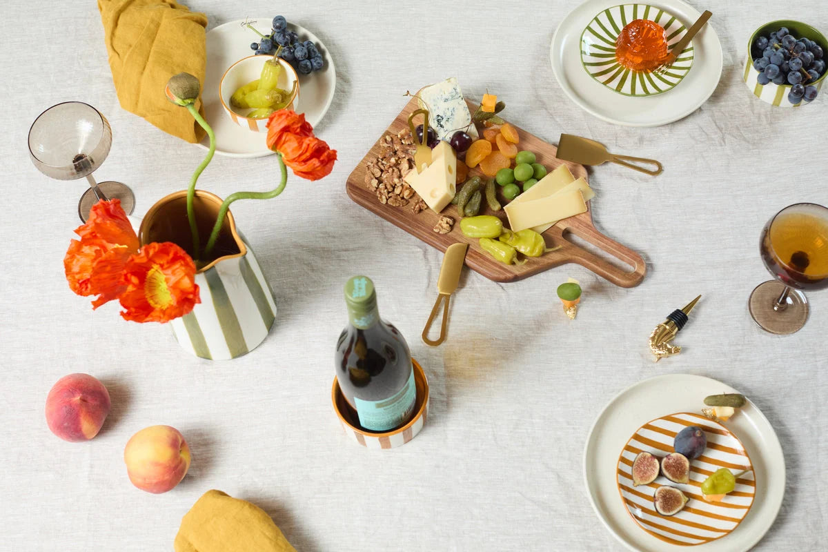 The Izzy Ceramic Wine Coaster - Yellow Stripe