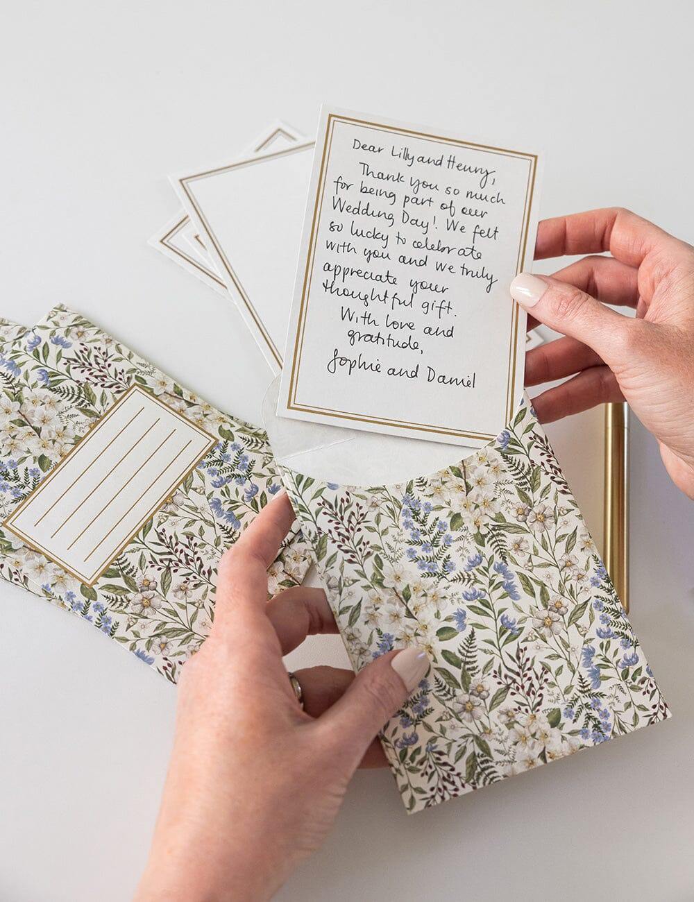 Bespoke Letterpress - Forget Me Not 4pk Scallop Notecard Set