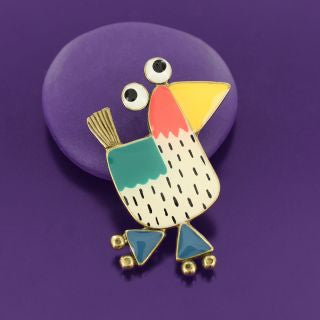 Taratata Jewellery - Roule Ma Poule Brooch - Light