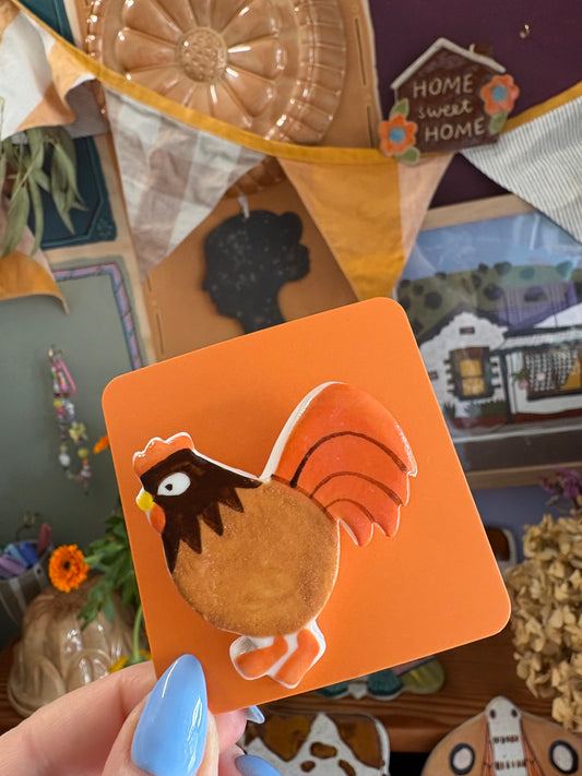 Togetherness Ceramic Brooch - rooster