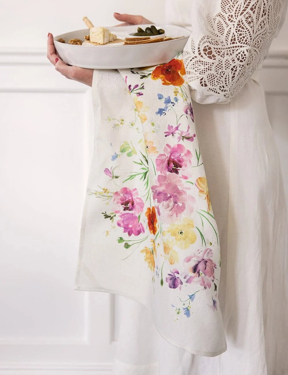 Bespoke Linen Tea Towel - Ranunculus