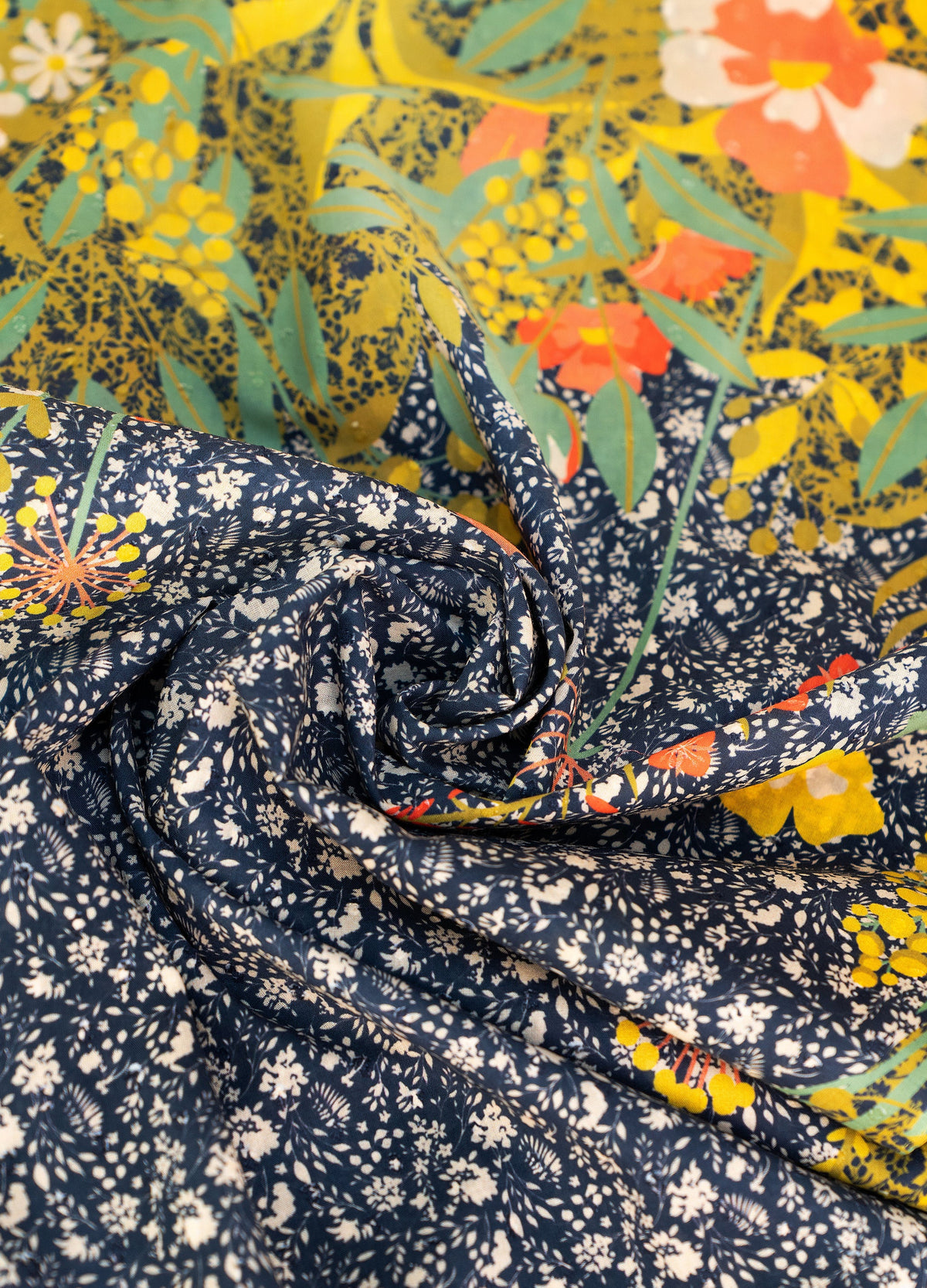 POWDER Cotton Poplin Scarf - Floral Hedgerow Navy