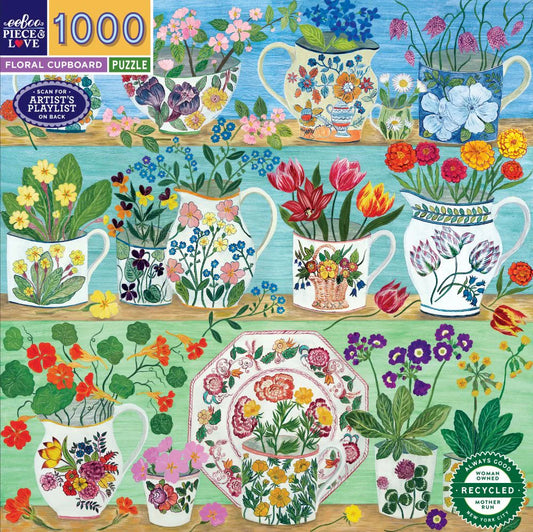 Eeboo 1000pc Puzzle - Floral Cupboard