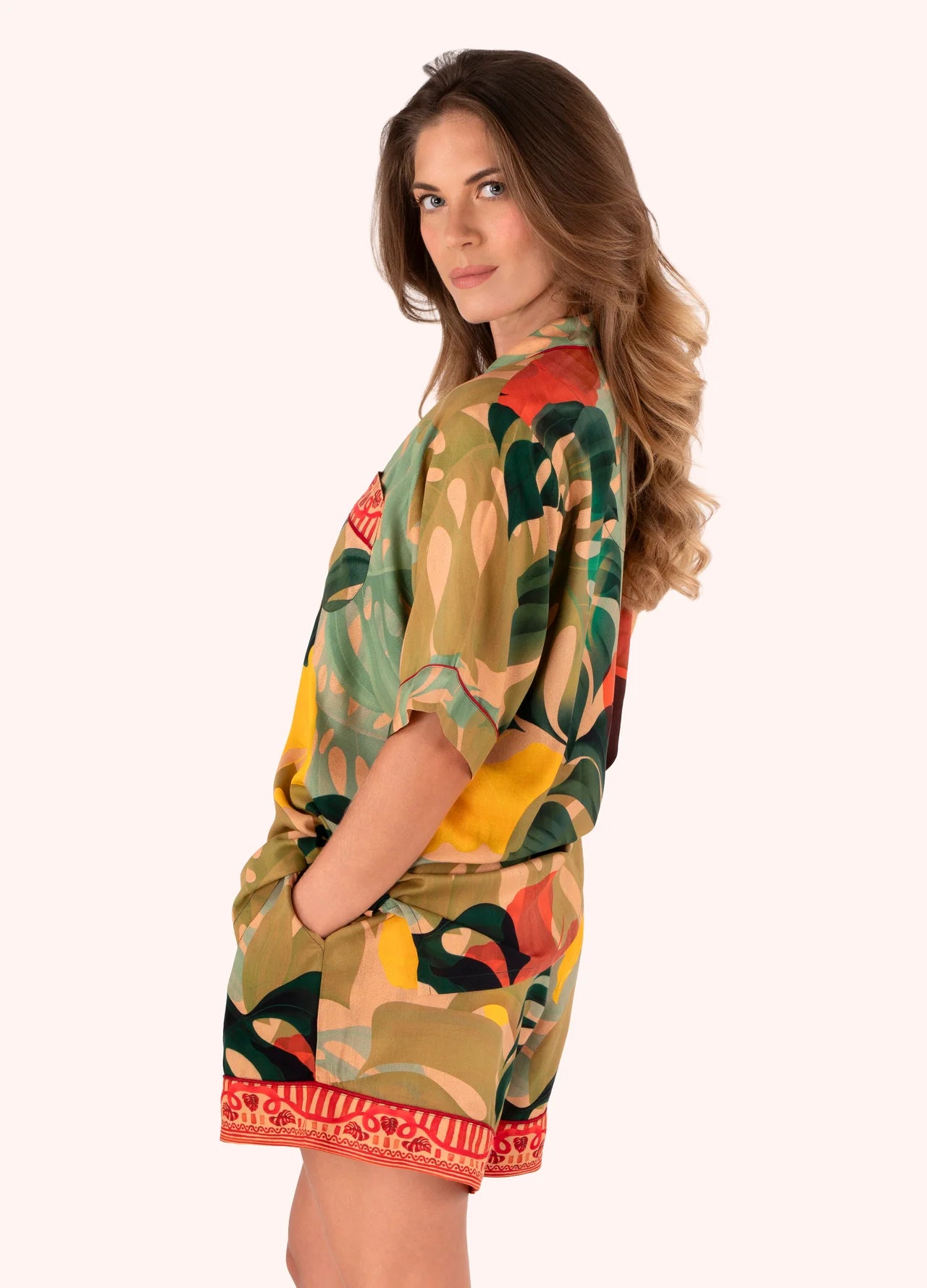 POWDER Short Pyjama Set - Exotic Leaves