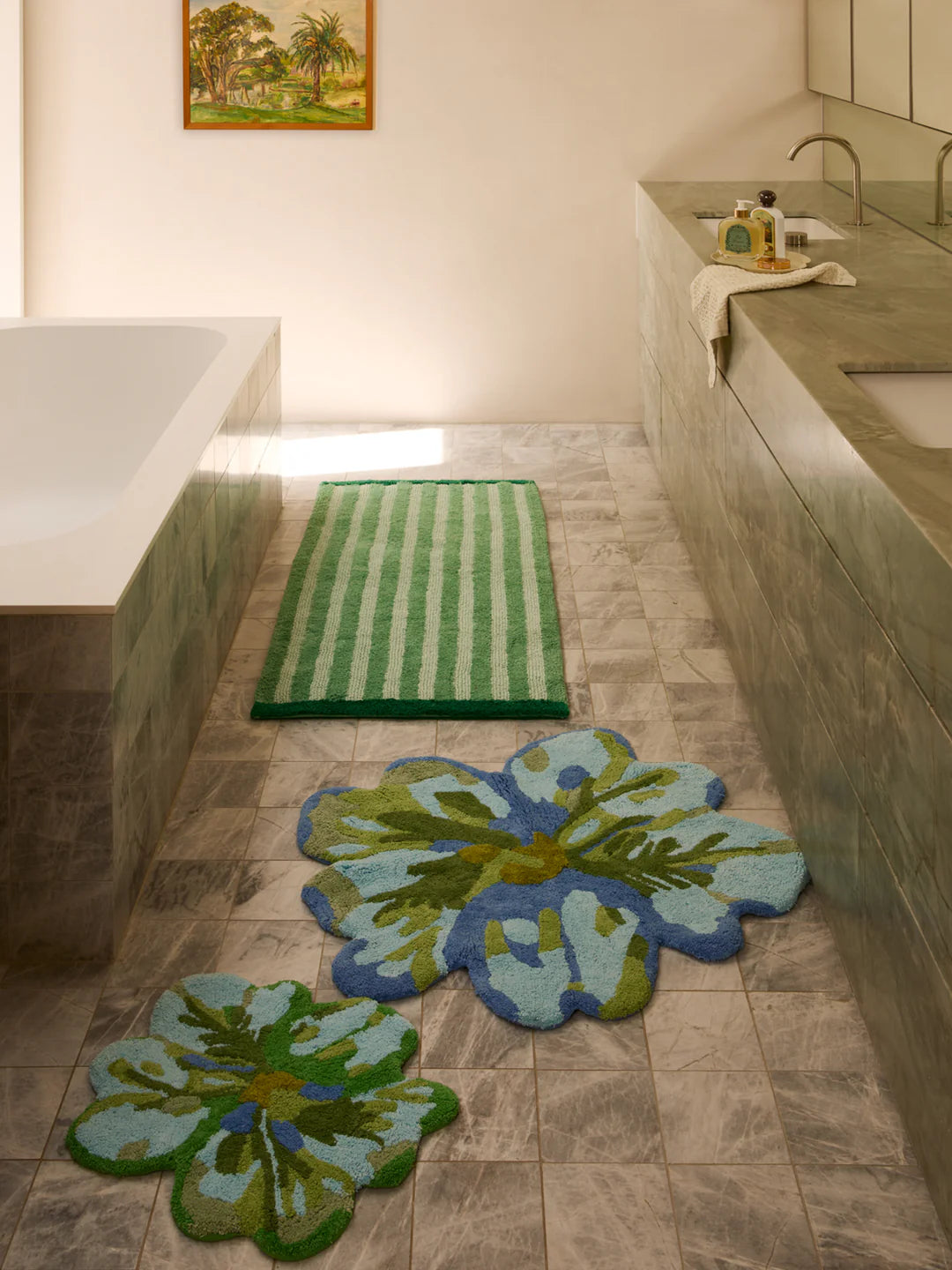Tulip Blue Green Bath Mat