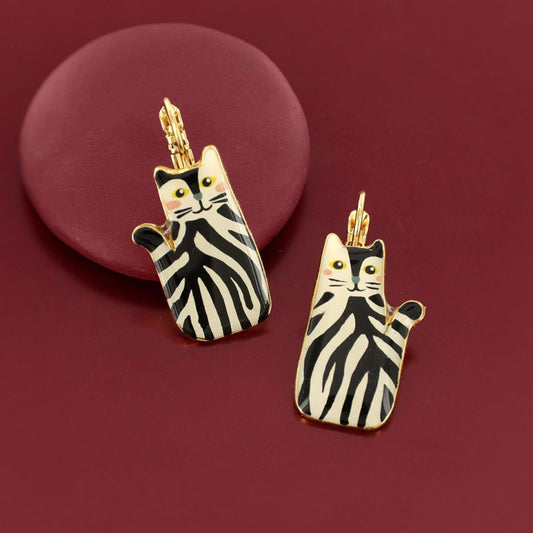 Taratata Jewellery - Alfred Tall Cat Lever Back Earrings