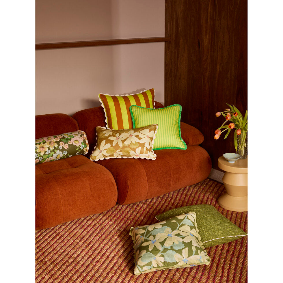 Bonnie and Neil Cushion - Violet Khaki