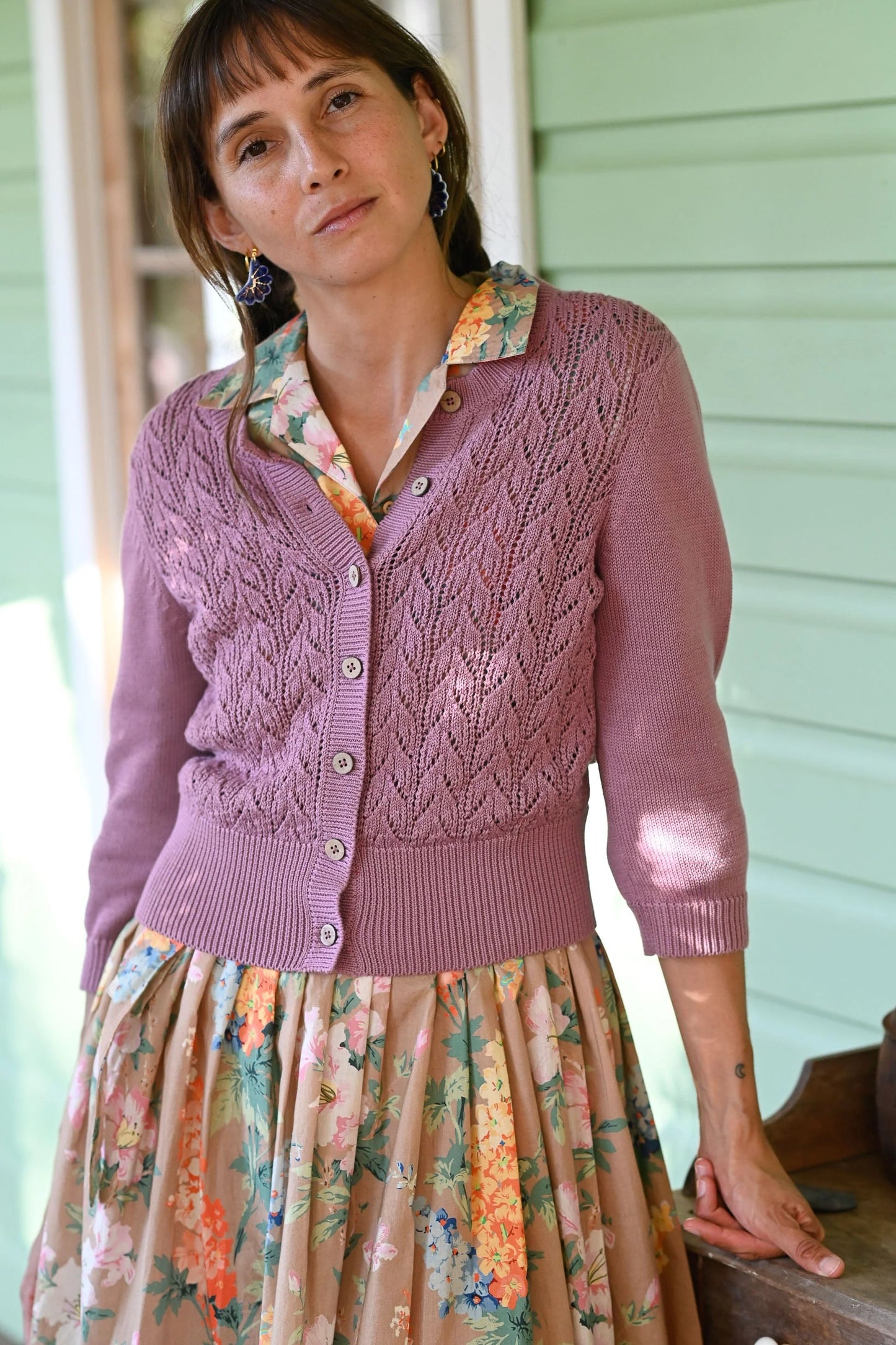 Lazybones Ava Cardigan - Dusty Orchid